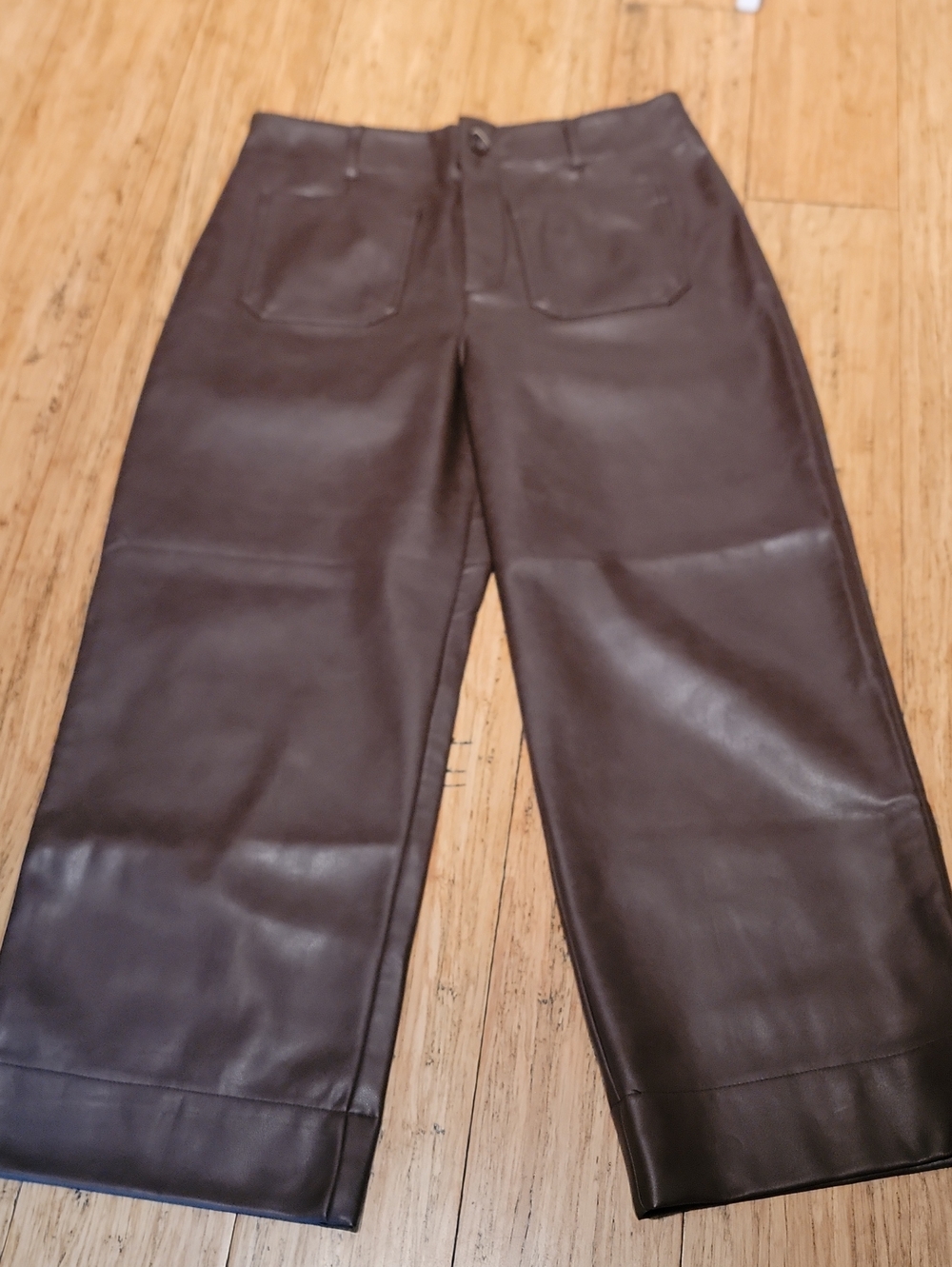 BAGATELLE Wide-Leg Faux Leather Pants - Brown